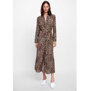 Zara Long Animal Print Dress, M